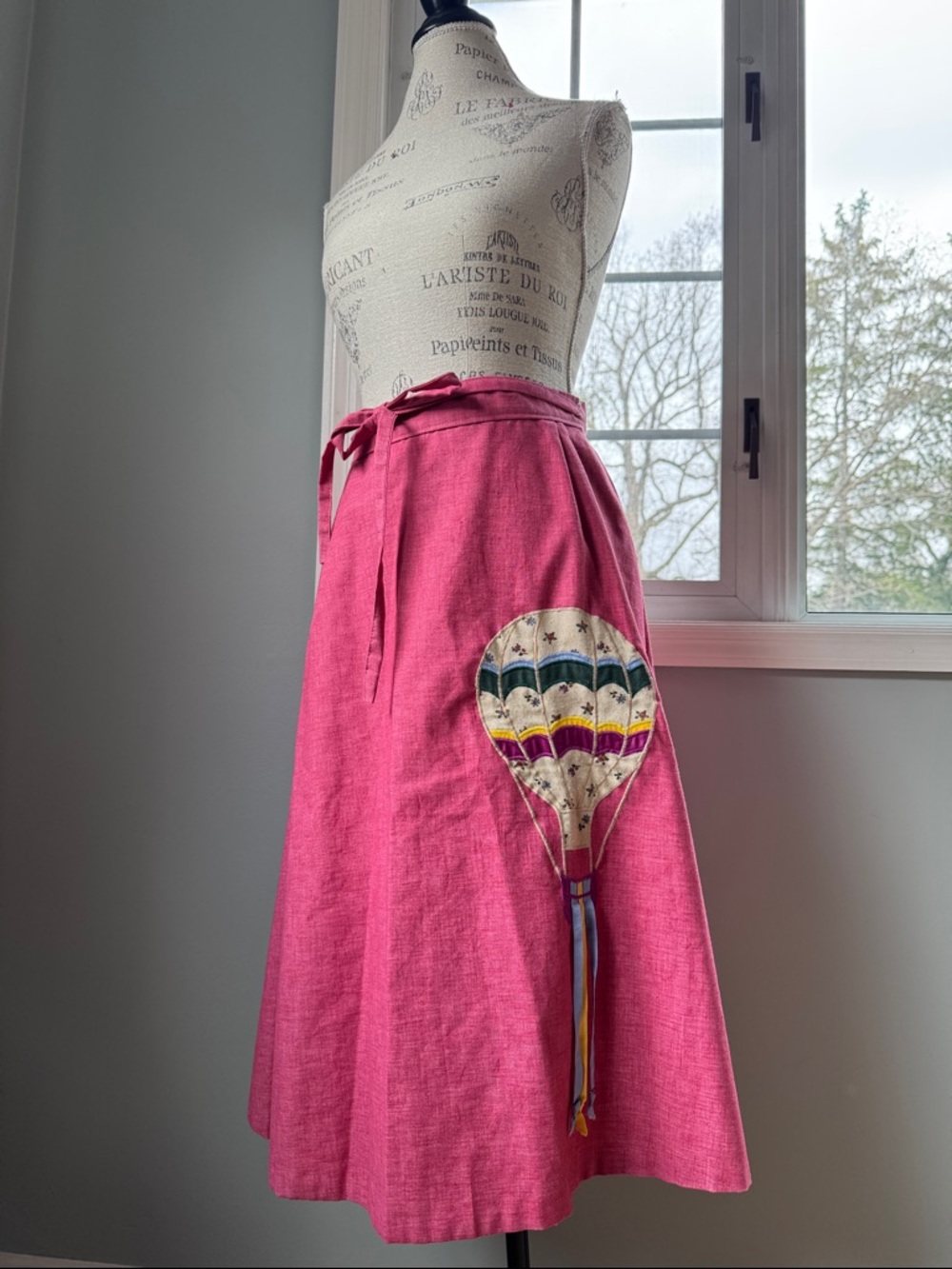 The Frog Pong 1979’s red cotton‎ wrap skirt balloon appliqué small